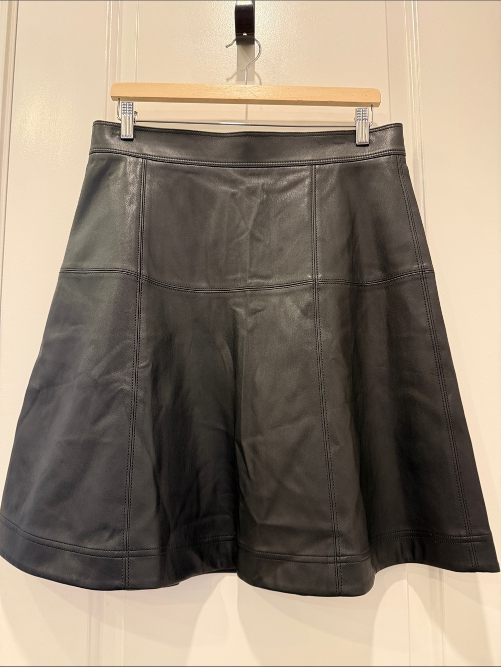 Ann Taylor Black Faux Leather A-Line Skirt